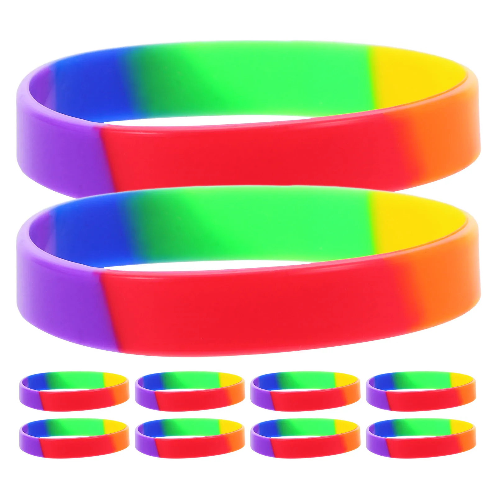 

20 Pcs Rainbow Bracelet Custom Wristbands Backpack Keychain Carnival Boho Silicone Jewelry