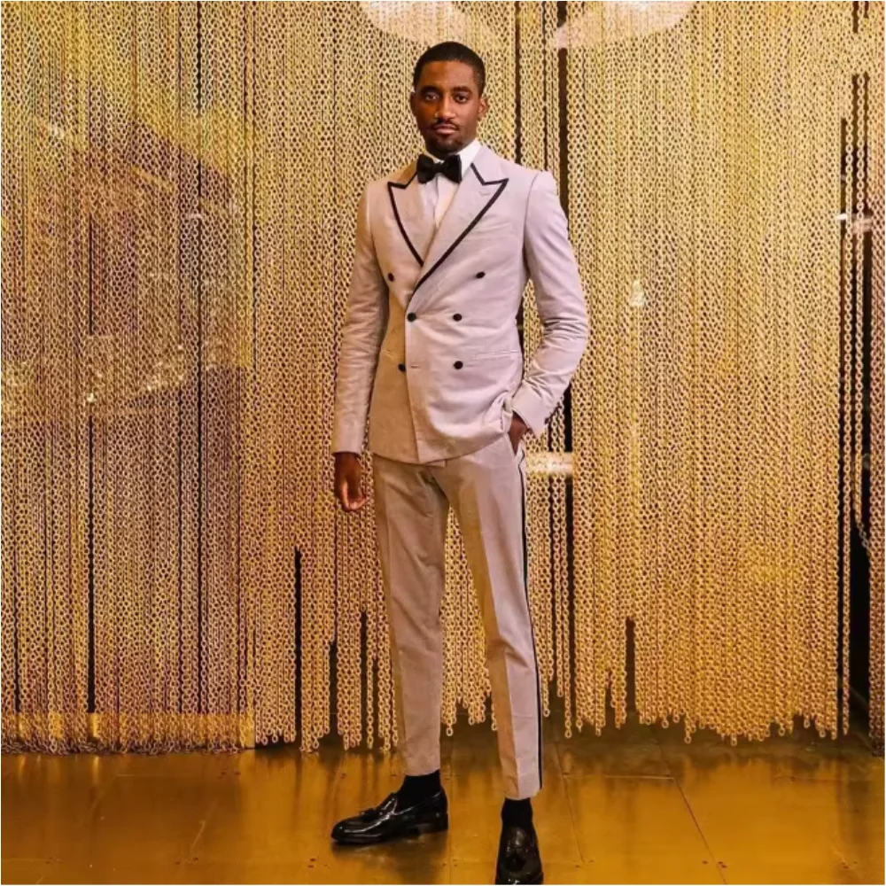 

Розовые мужские костюмы Slim Fit с остроконечными лацканами, двубортные, для официального шоу, свадьбы, жениха, выпускного вечера, мужская одежда на заказ, куртка, брюки