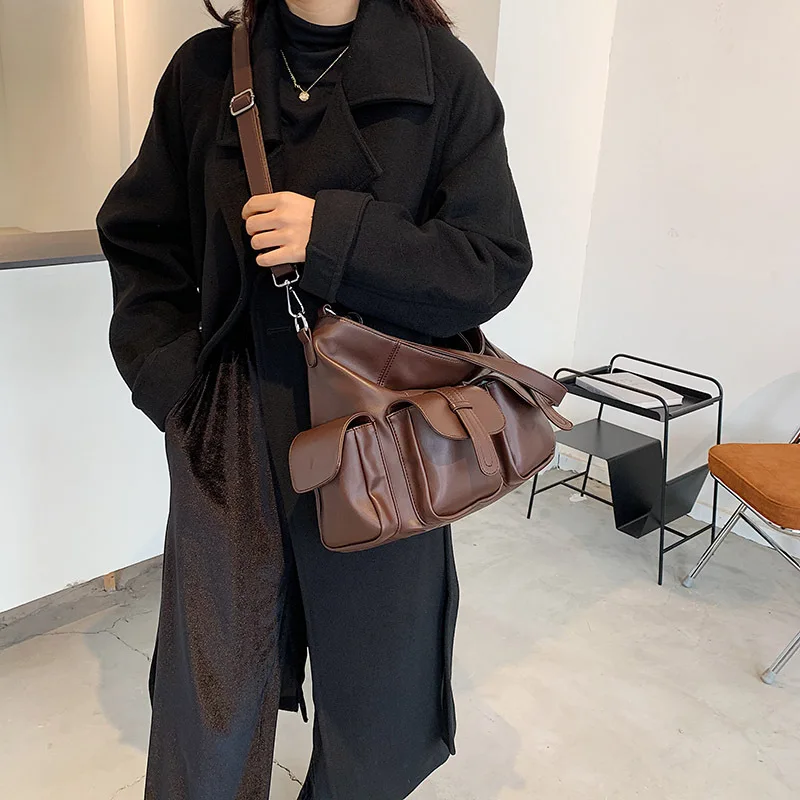 Modne japońskie solidne Y2k estetyczne torby na ramię koreańskie damskie Crossbody Crossbody Streetwear Punk Tote o dużej pojemności