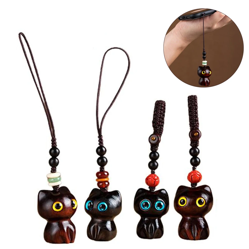 1 Stück Sandelholz Holz Katze Schlüssel bund niedlichen Kaninchen Handy kette Holz Anhänger Persönlichkeit kreative niedliche Accessoires