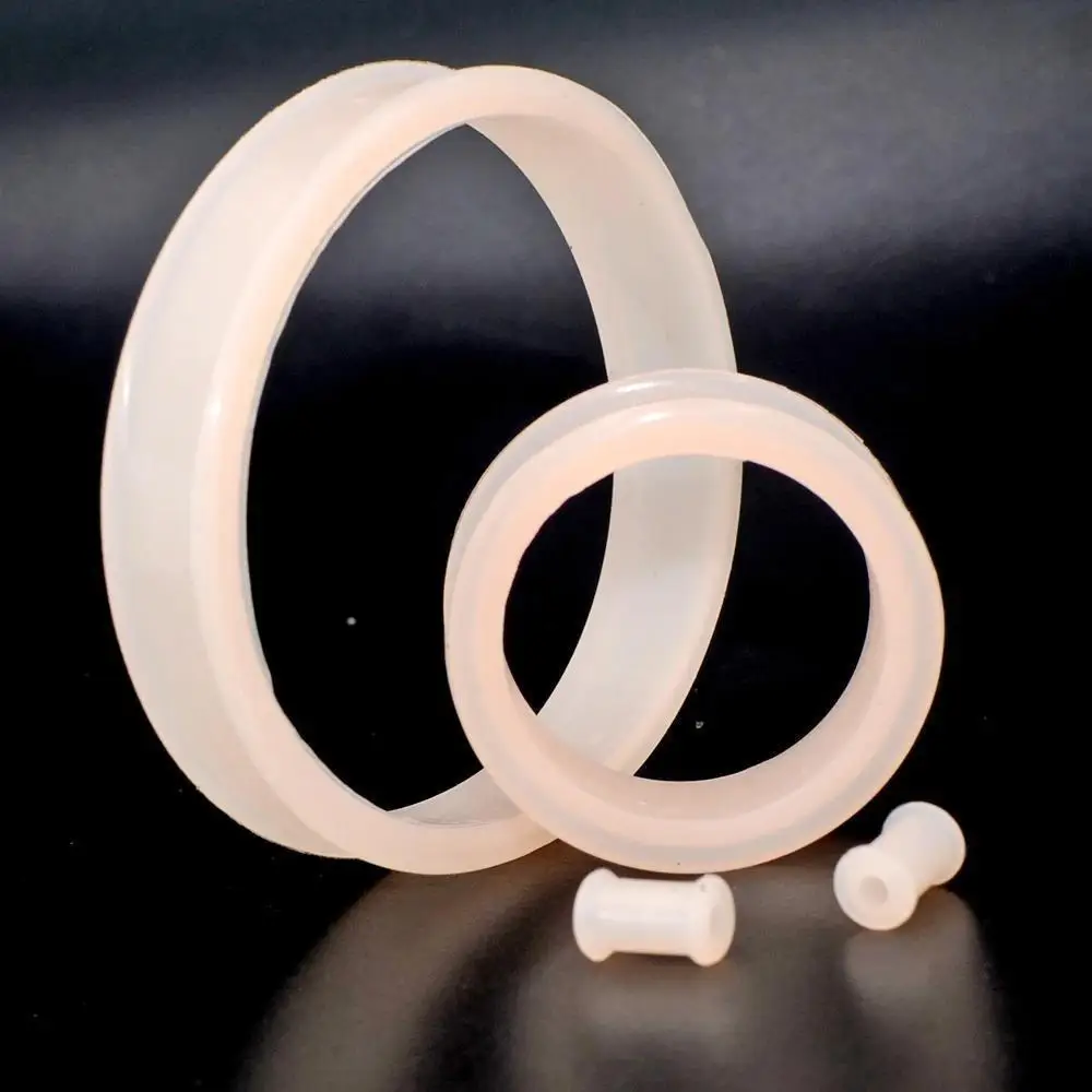 2pcs Large Size Skin Color Flexible Silicone Double Flared Ear Flesh Tunnel Plug Piercing Ear Expander Stretchers 3mm-48mm