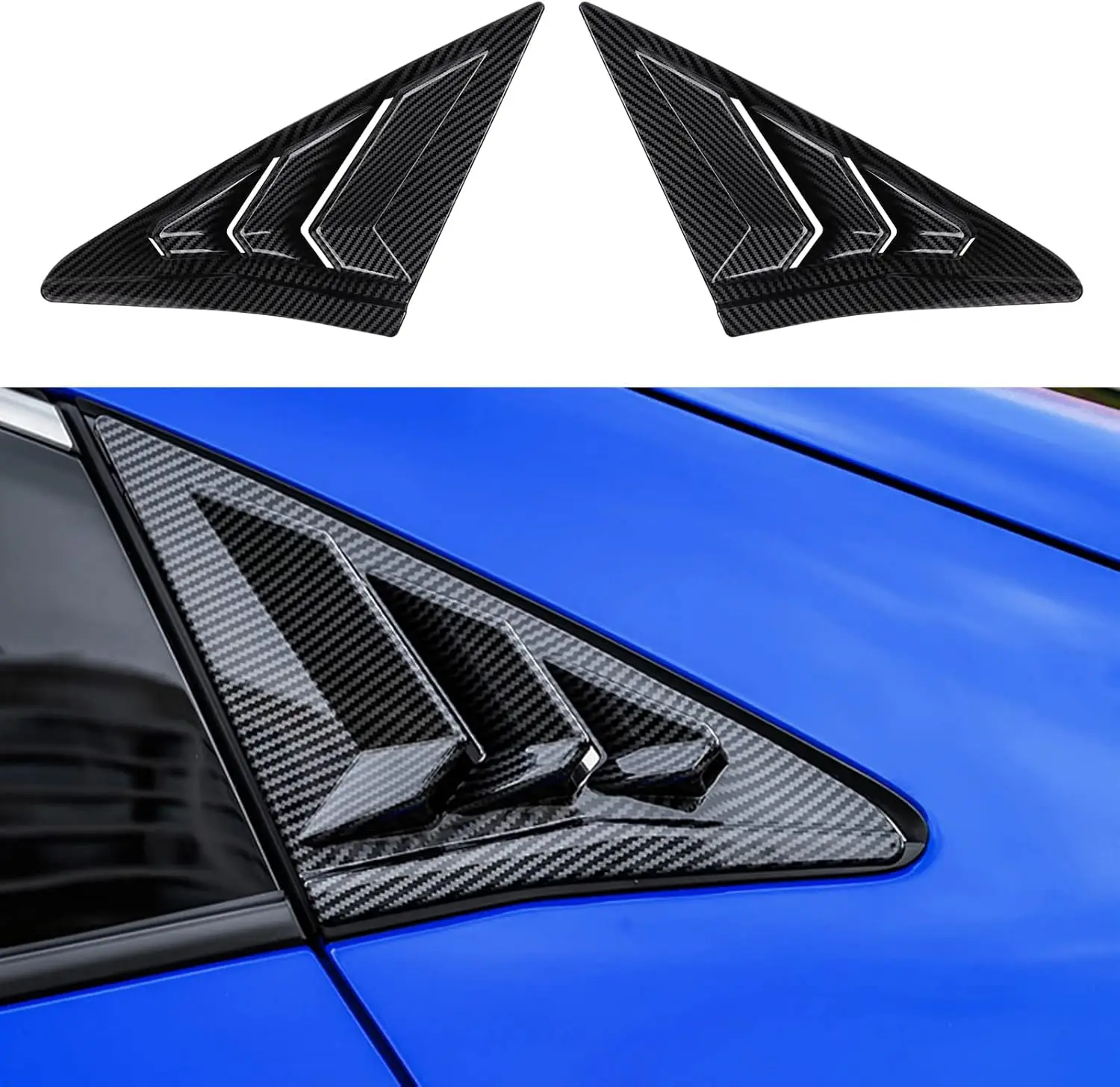 Car Rear Side Window Louvers Racing Style Triangular Window Glass Blinds For Honda Civic 10th Hatchback Type R 2021-2016