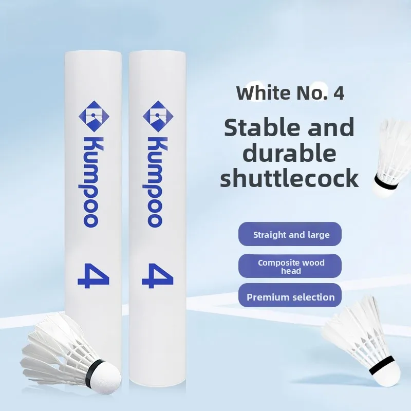 white-aged-goose-feather-badminton-shuttlecock-red-aged-stable-flight-high-durability-training-grade-composite-wood-head