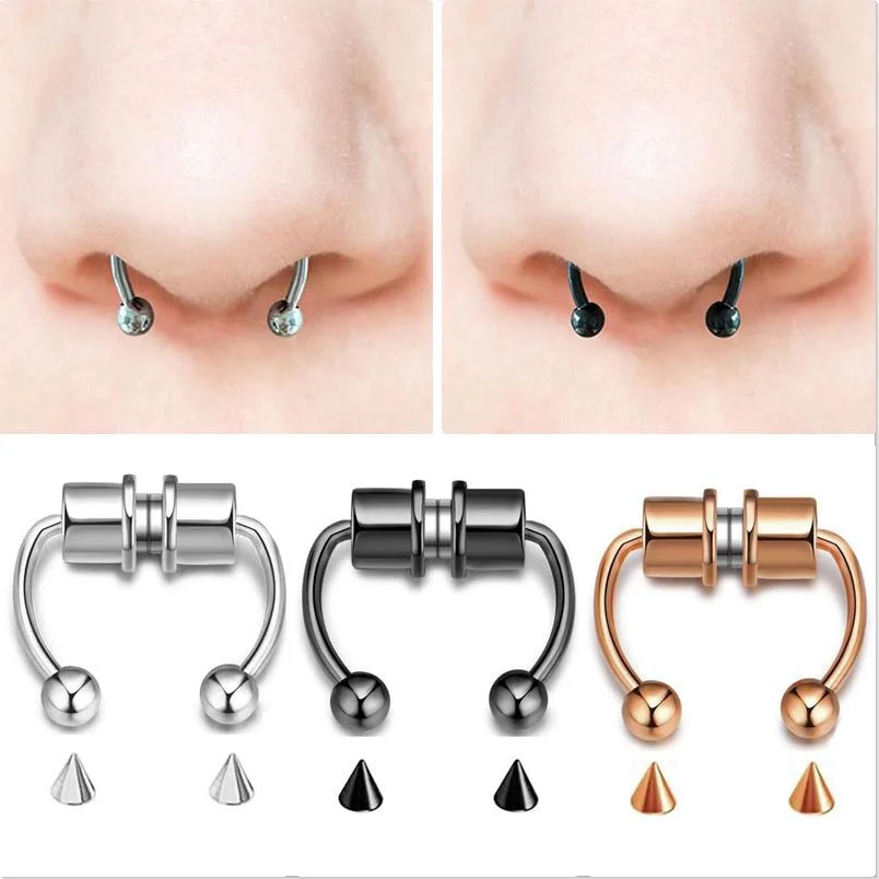 Magnetische Hoefijzer Neus Ringen 316L Rvs Faux Septum Ringen Nep Piercing Clip Op Neus Hoop Ringen Gift Voor Vrouwen meisje