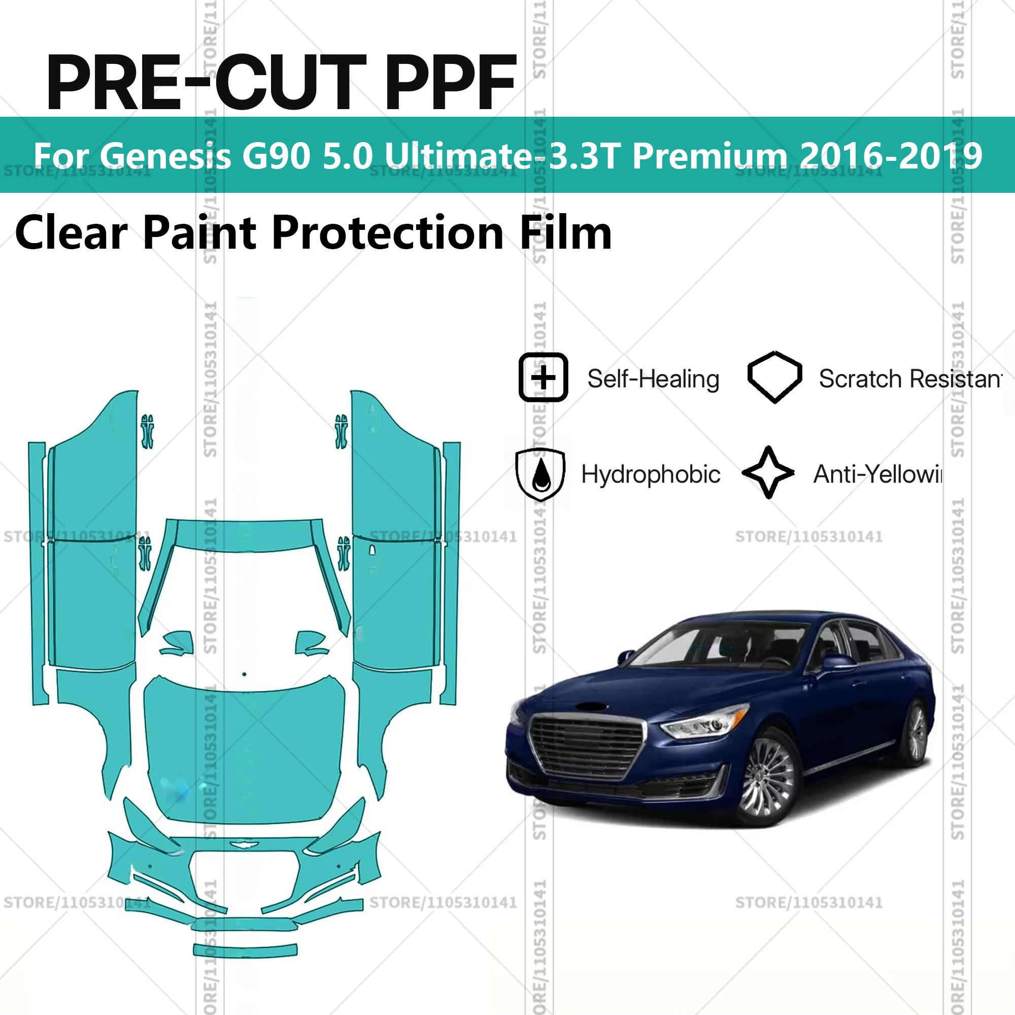 

Pre-Cut Paint Protection Film PPF Transparent Car Film Automotive PPF For Genesis G90 5.0 Ultimate-3.3T Premium 2016-2019