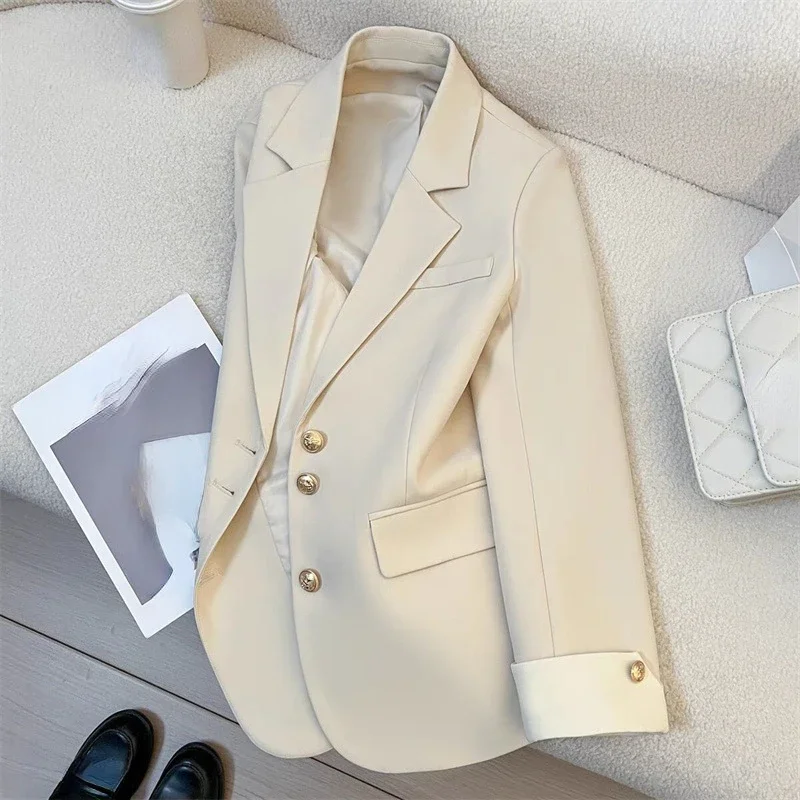 Matakawa Women Blazers Contrast Color Korean Fashion Spring Autumn Chic Blazer Feminino Sweet Simple Elegant Ropa De Mujer