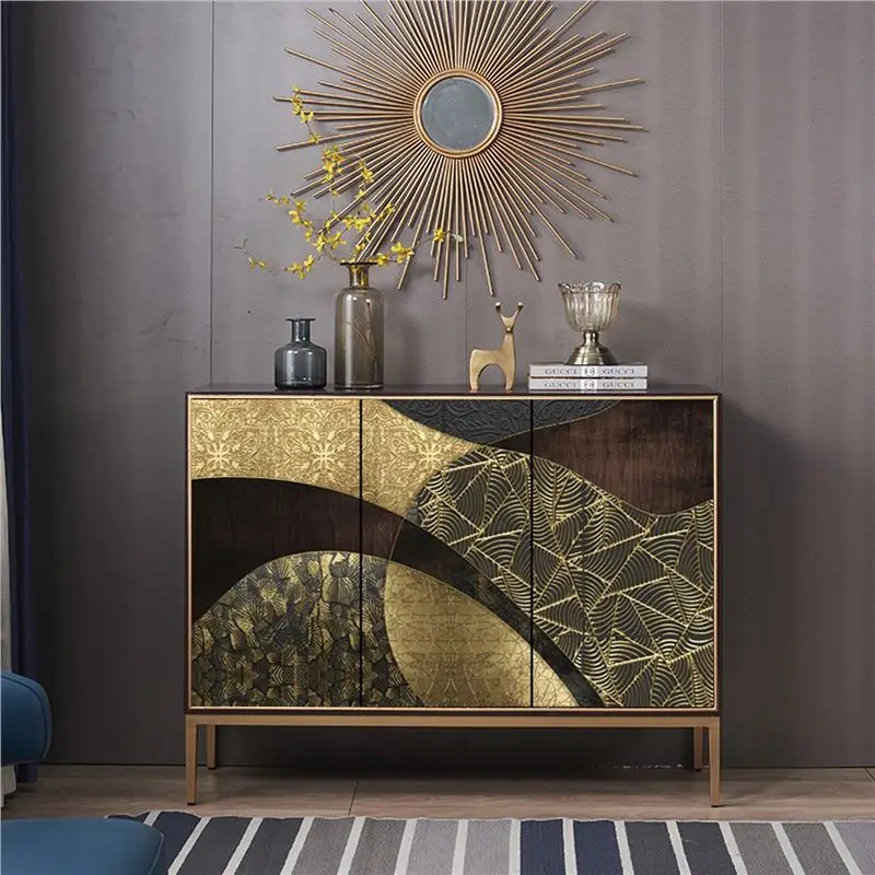 Solid wood shoe cabinet, living room entrance decoration modern multi-functional storage Italian side cabinet