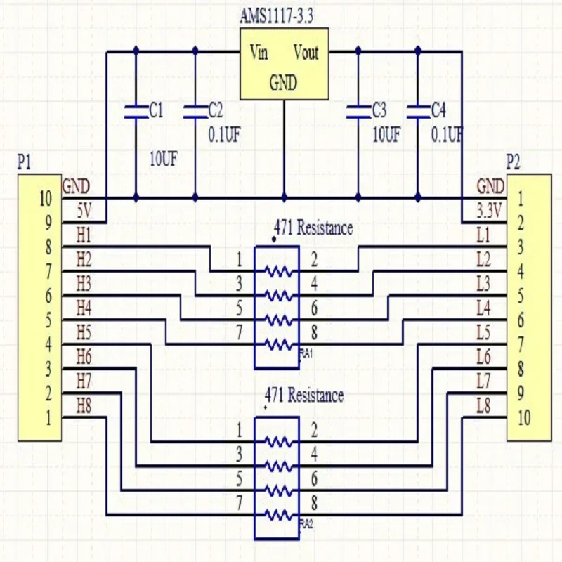 2 In 1 DC 5V To 3.3V Buck Setp-dowm AMS1117-3.3V LDO Voltage Regulator Module & Base Resistor TTL Logic Level Converter Board