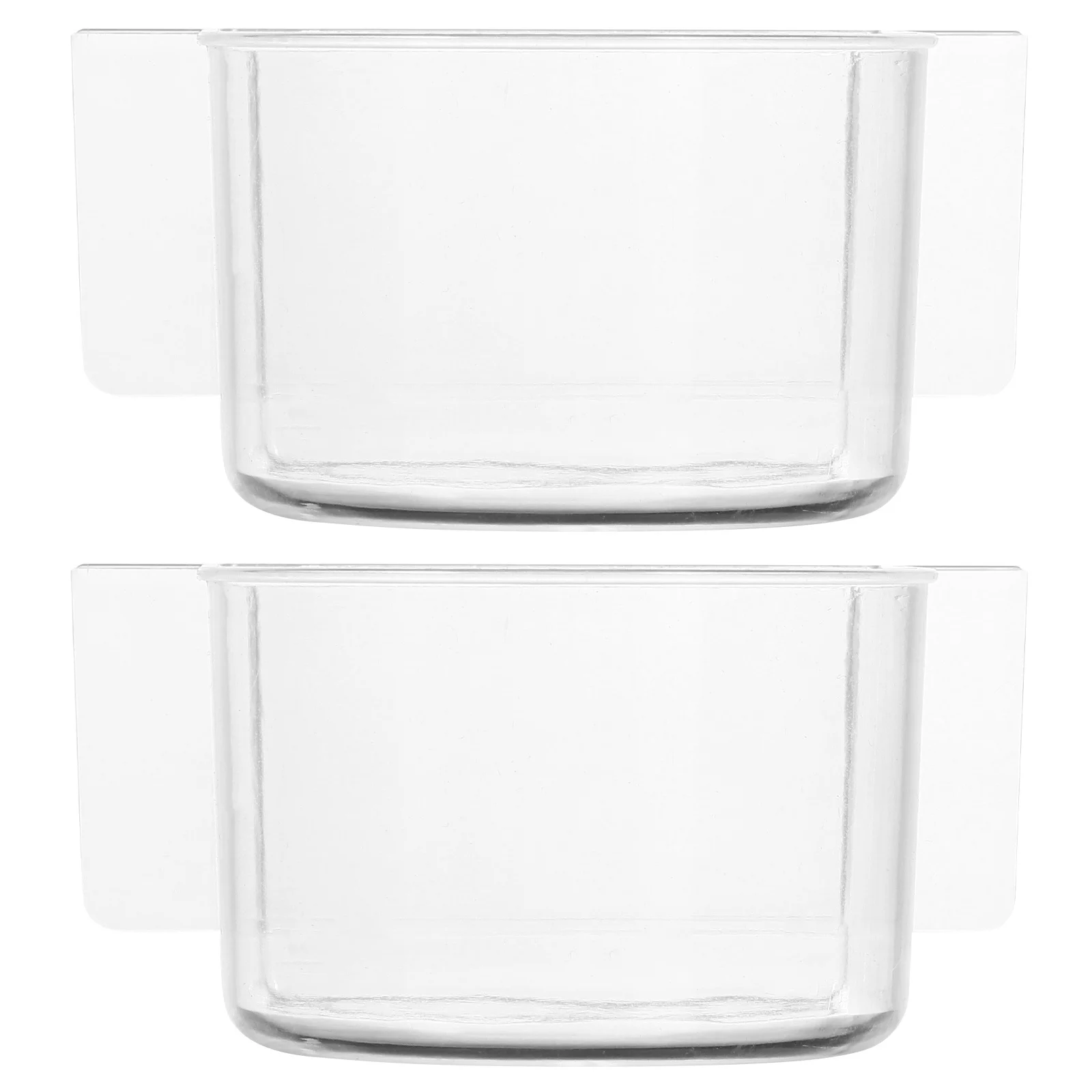 

2pcs Food Trough Transparent Durable Plastic Feeding Bowl Easy Clean Install For Parrots Small Birds Pet Bird Feeding Box