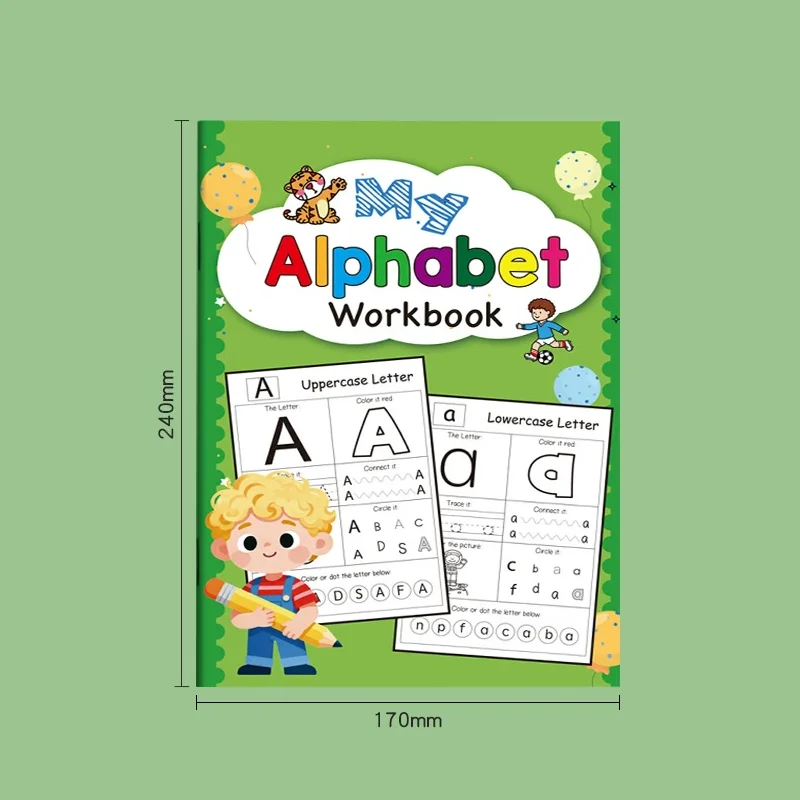 48 Pages English Alphabet Tracing Book - Capital & Lowercase Letters Preschool Pen Control Training Workbook