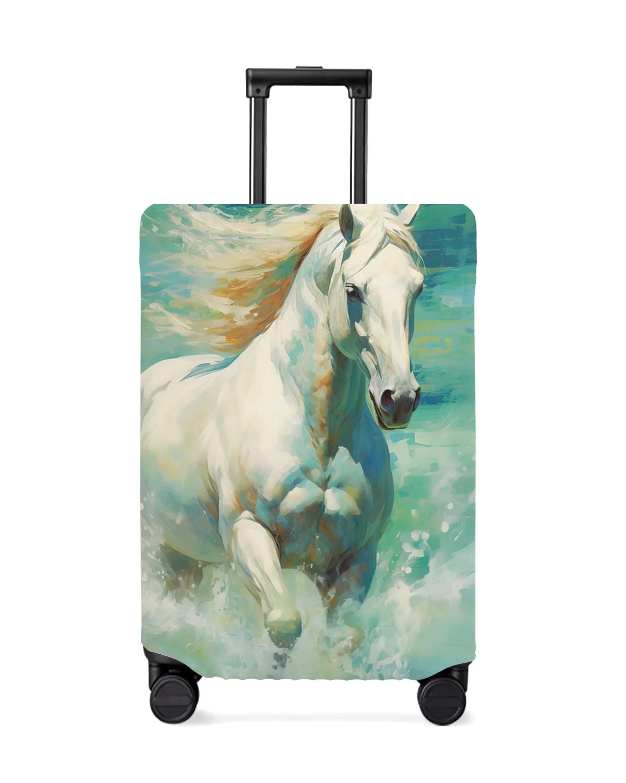 Horse Watercolor Luggage Cover Stretch Suitcase Protector Baggage Dust Case Cover for 18-32 Inch Suitcase Case Travel Organizer