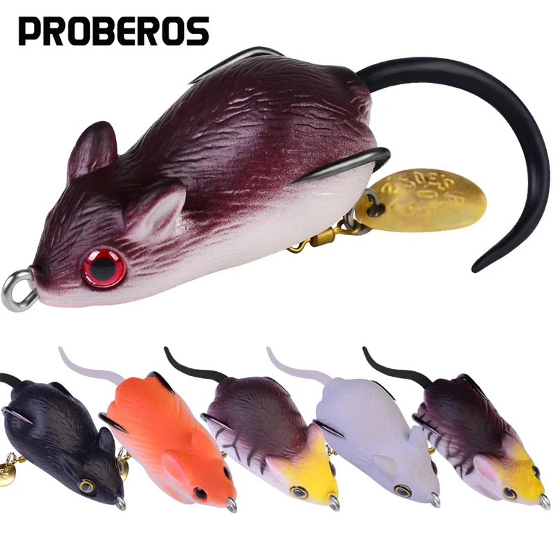 High Quality Lure Bait Artificial Silicone Mouse Bait  Shiny Ear Spoon Anti-hanging Bottom Bass Mandarin Fish Soft Lure Sea 2022