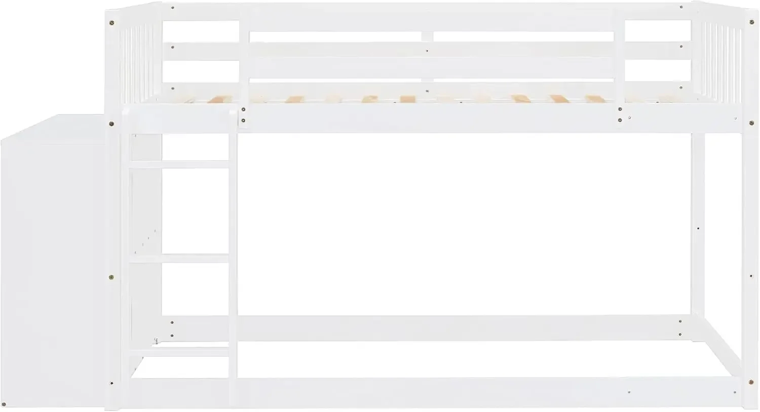 Низкая двухъярусная кровать с отделением для хранения, двуярусная двухъярусная кровать с 4 ящиками и 3 полками, из массива дерева