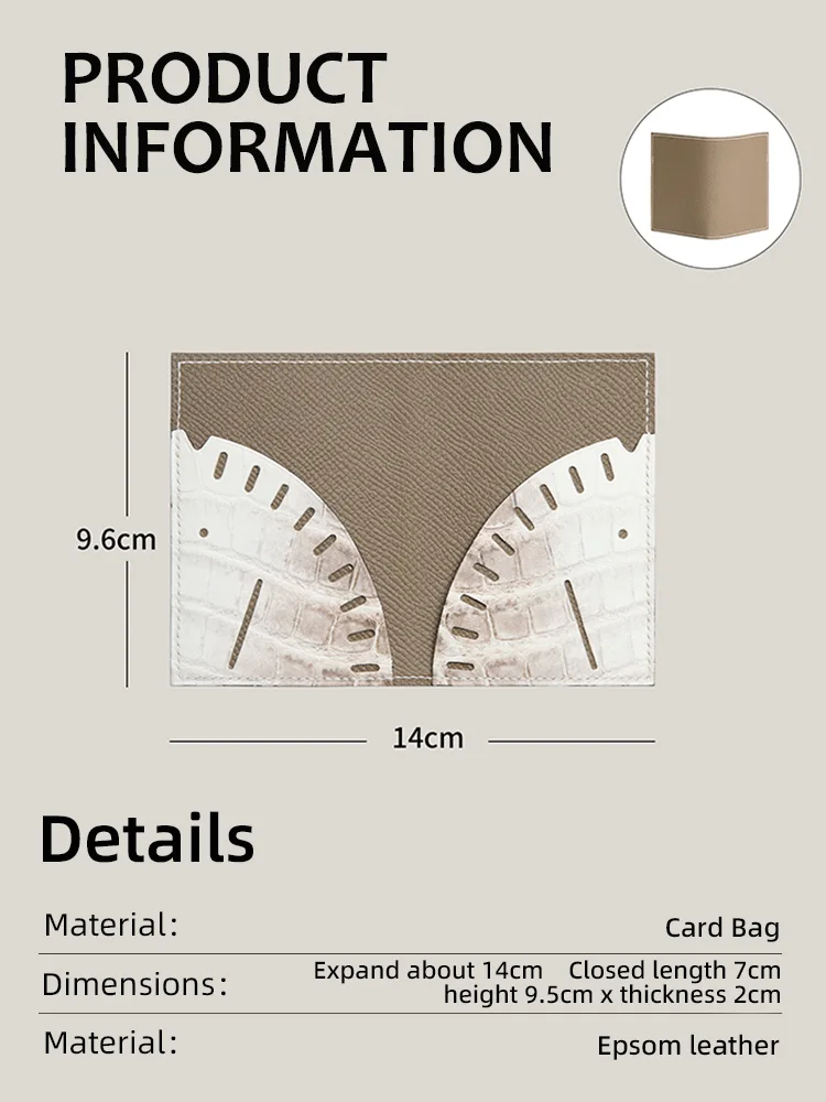 Handmade Horse Head Card Holder Epsom Leather & Himalayan Crocodile Skin Wallet Waxed Thread Saddle Stitch Mini Fold Card Purse