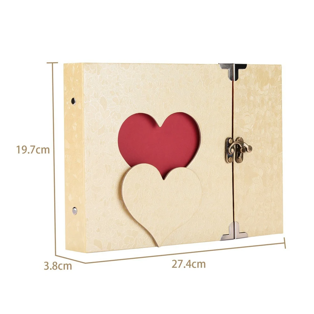

DIY Photo Album 10 Inch Heart Shape Scrapbook Hollow Vintage Style Great Gifts Birthday Anniversary Christmas Photo