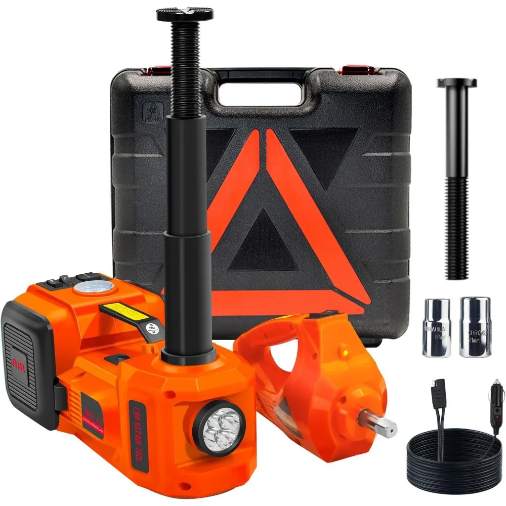 Electric Car Jack Kit 5Ton 12V Hydraulic Lift with Impact Wrench for SUV Truck Tire Change