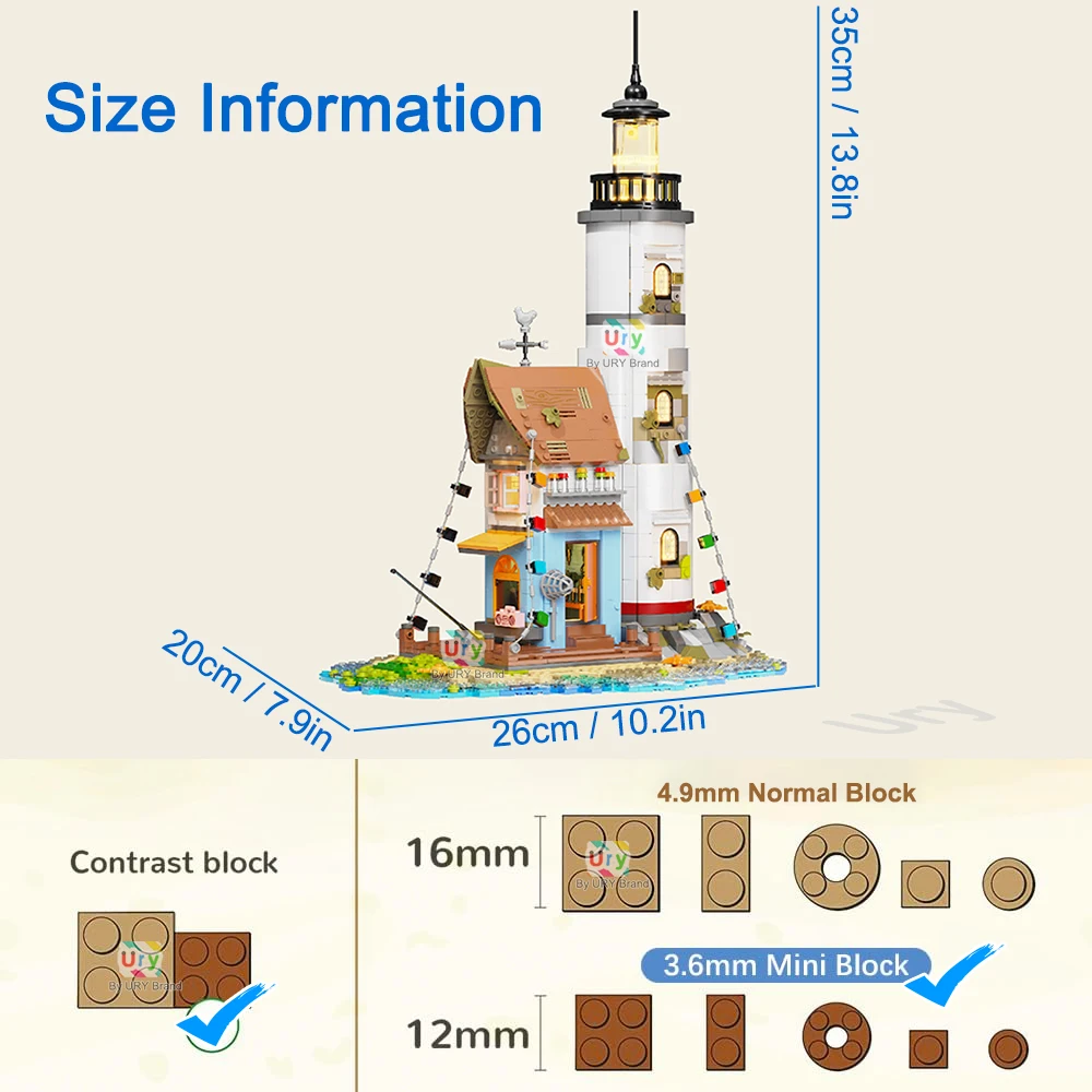 City Street View Series Seaside Lighthouse Pier Fisherman's House Retro DIY Toys Architecture MOC Mini Blocks for Gifts