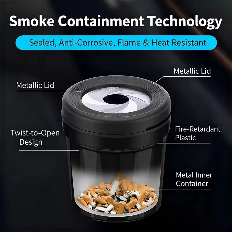 Vehicle Ashtray (Car/Truck): Rotating Opening Lid + Fireproof Leakproof Smokeless Cup – Essential Auto Accessory for All Drivers