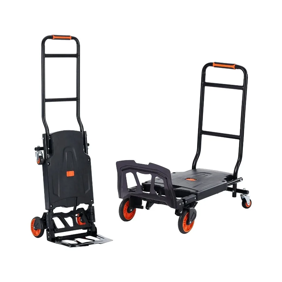 

Aluminum Hand Truck 2 in 1 300 lbs Load Capacity Heavy Duty Industrial Convertible Folding Hand Truck and Dolly Utility Cart C