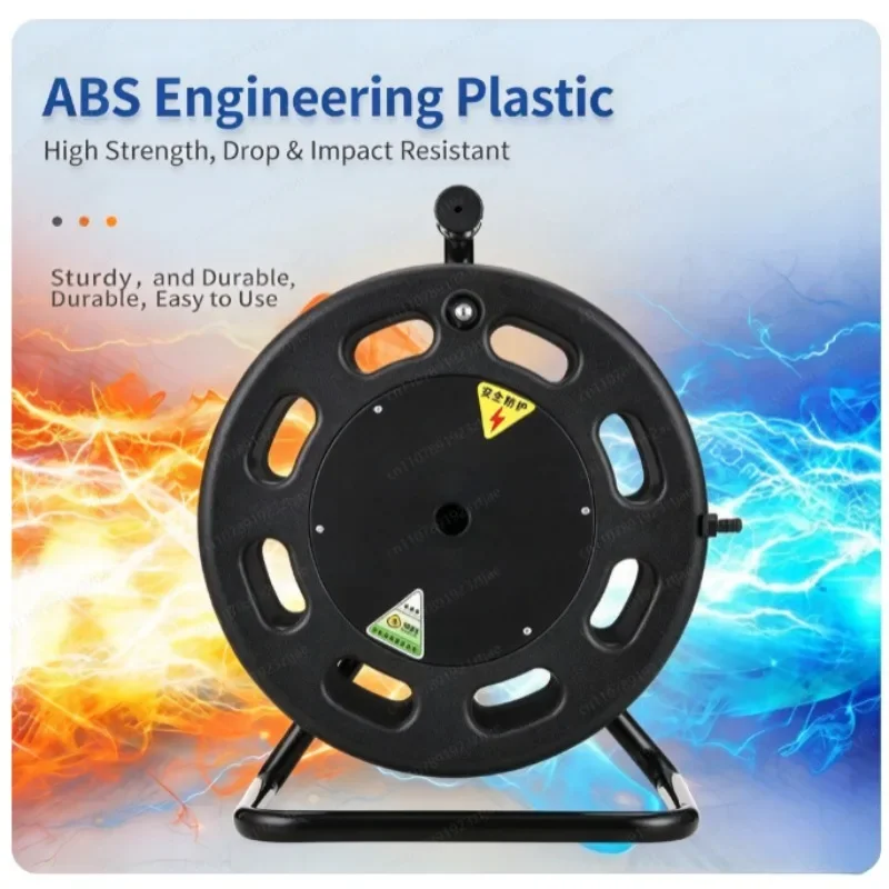 Heavy Duty Retractable Cable Reel, Industrial Extension Power Reel with Multi-Socket for Workshop & Site
