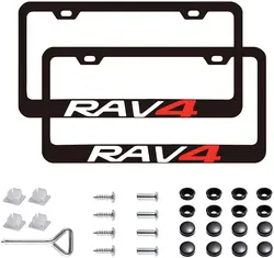 2 Pcs for Rav4 License Plate Frame Stainless Steel Black Car Licenses Plate Covers Holders Frames for Plates with Screw Caps