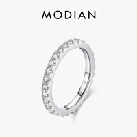 MODIAN – bague de luxe en Moissanite pour femmes, couleur D, empilable, en argent Sterling 925 véritable, bijoux de mariage avec boîte cadeau exquise 1