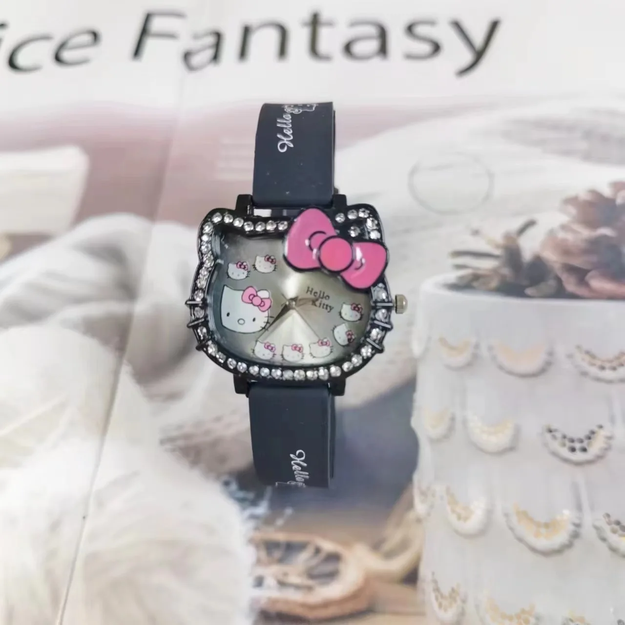 ساعة كوارتز سيليكون كرتونية للأطفال مع ساعة كوارتز مرصعة بالألماس للأولاد والبنات ساعة أطفال هدية إبداعية