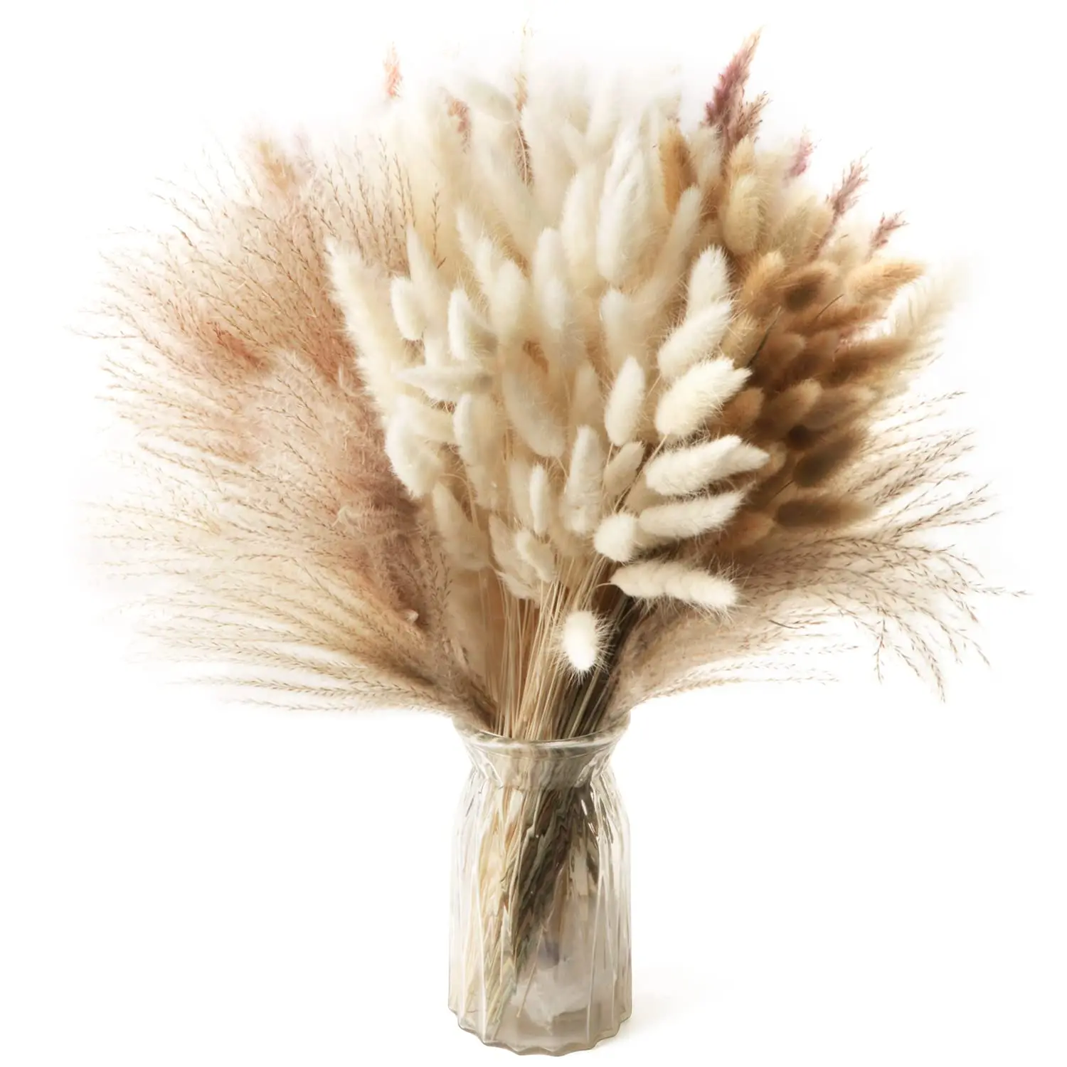 Boho Dry Flower Arrangements, Natural Pampas, Rabbit Tail, Grass Bouquet, Birthday,Wedding,Home Decor, 185Pcs