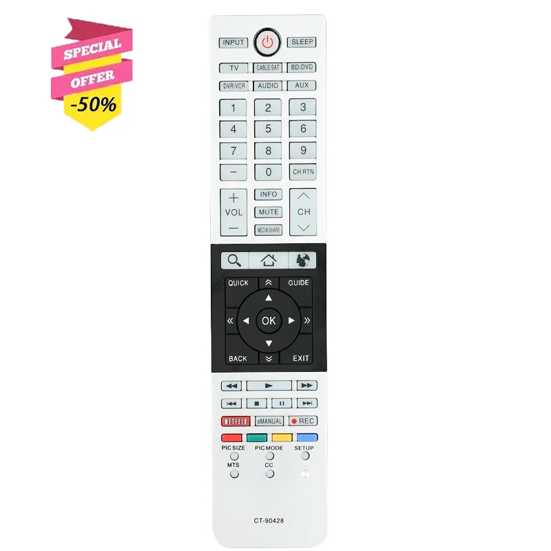 CT-90428 Remote Control For Toshiba TV 32L4300 39L4300 50L4300 50L7300 58L4300 65L7300 32L4300U 39L4300U 50L4300U 50L7300U