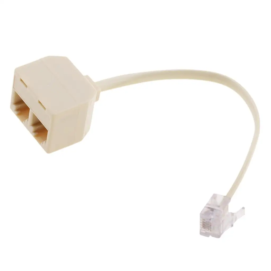 6P4C RJ11 Phone Line Splitter Electrical Socket Multi Plug Connector Adapter for Dual Telephone Use