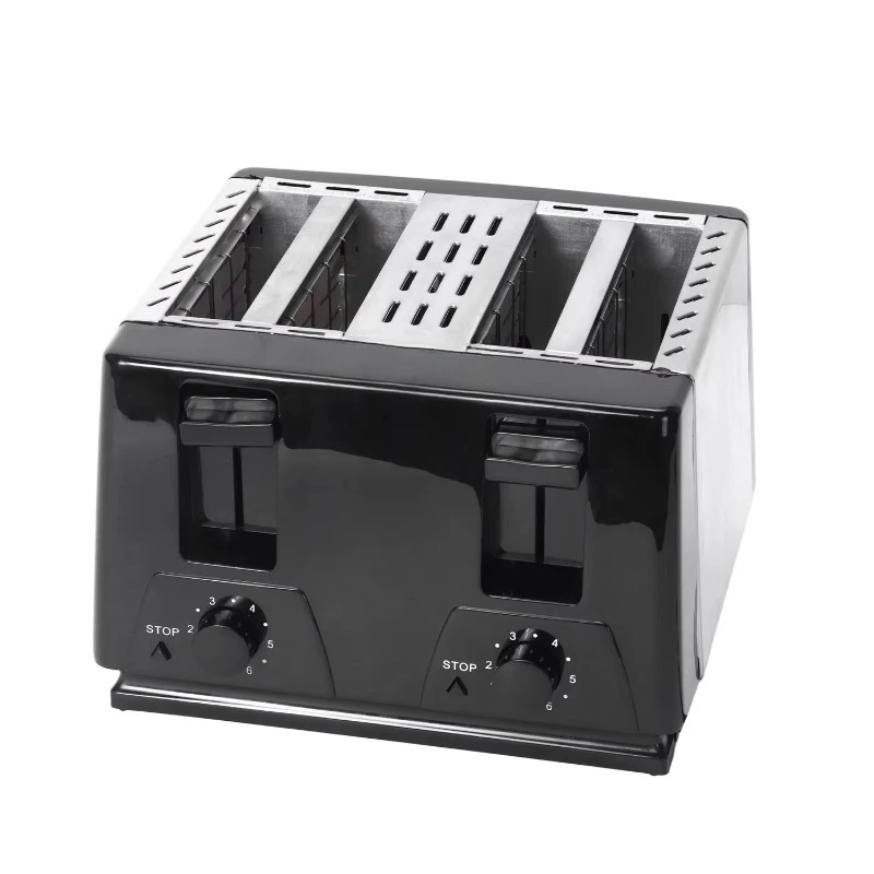 Variable electronic timer control 4-piece metal body toaster with detachable crumbs