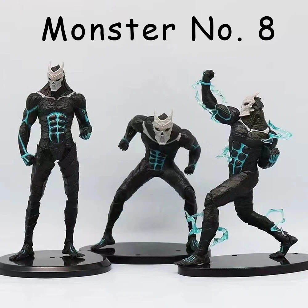 3pcs Anime Kaiju Monster no. 8 Figure Toys Skeleton Creative Dolls Cartoon PVC Model toys Kids Birthday Christmas Gif