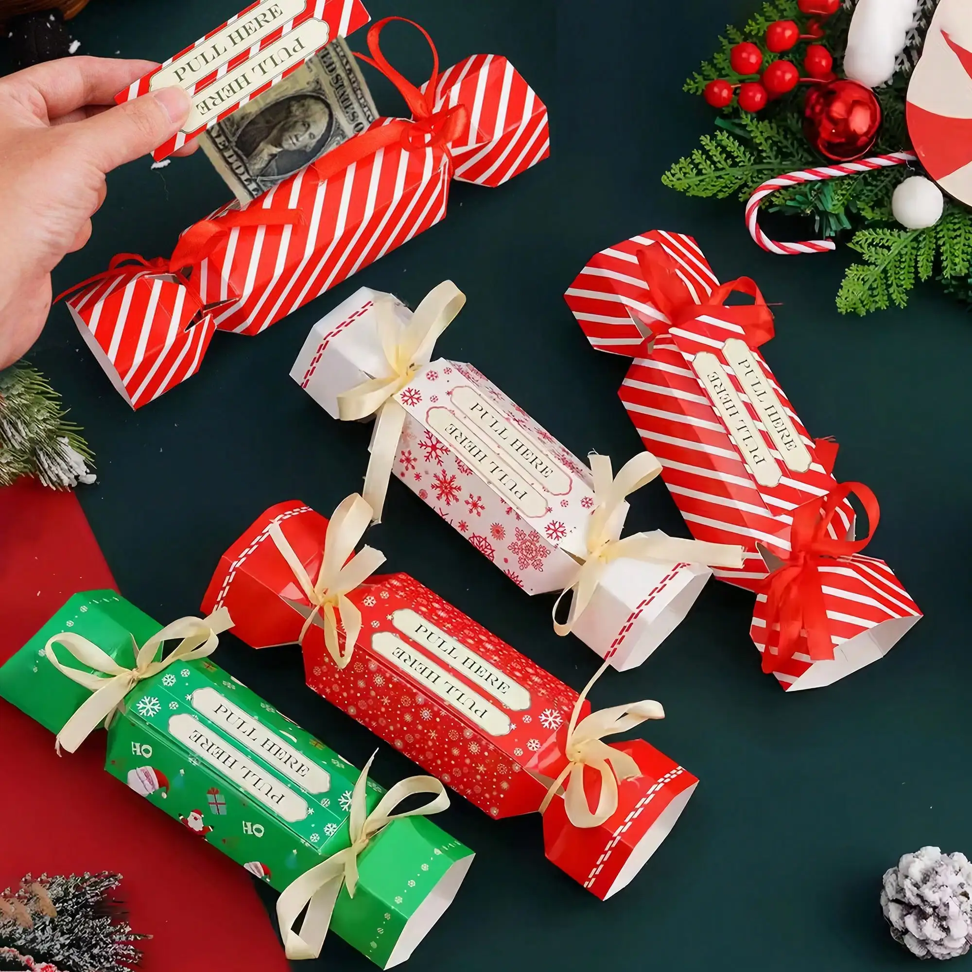 3 stücke/1 stück Weihnachten Überraschung Geld Tasche Überraschung Geld Pull Handtasche Weihnachten Geschenk Spardose Herausziehen Weihnachten pralinenschachtel Tasche