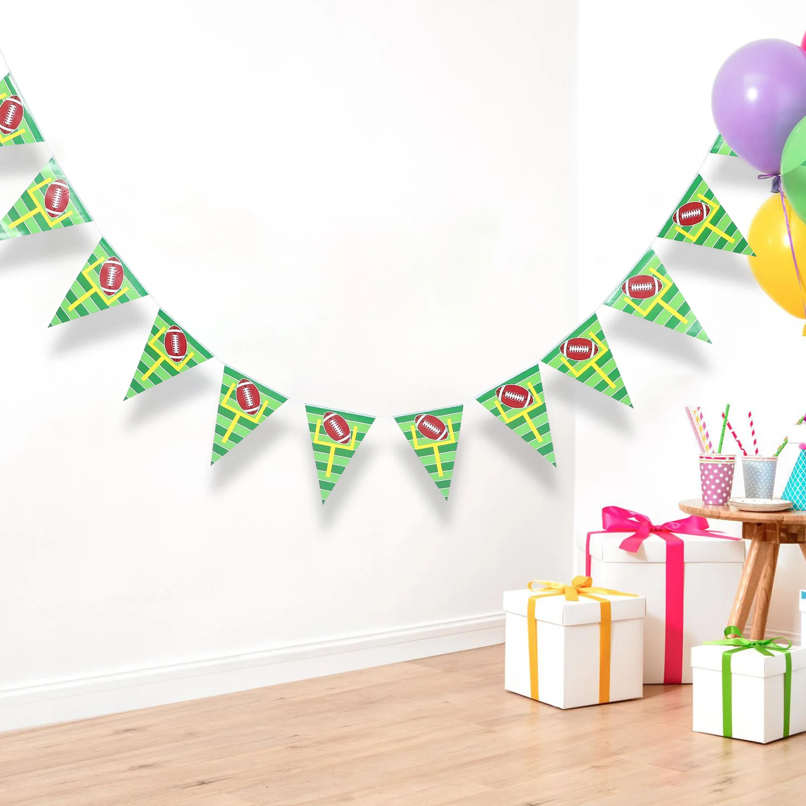

4 компл., футбольный вымпел, баннер, треугольные украшения для вечеринки, флаги на день рождения, спортивный игровой день, баннер из мешковины, декоративная овсянка