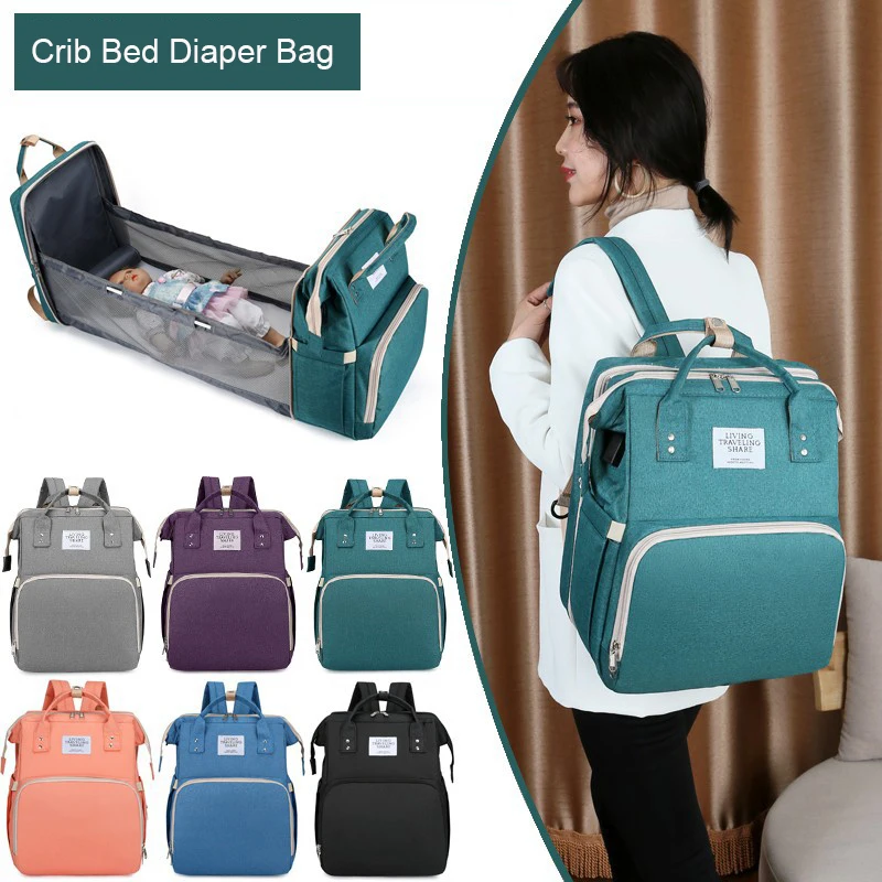 Diaper Bag Lightweight Portable Folding Crib Bed Large-capacity Travel Maternity Bags Baby Backpack Female Mummy Outting Bag