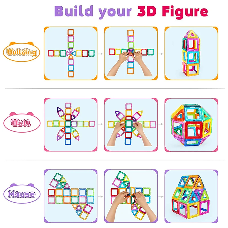 Klocki magnetyczne edukacyjna Montessori DIY magnesy zabawki duże rozmiary i mały rozmiar projektant zestaw konstrukcyjny prezenty dla dzieci