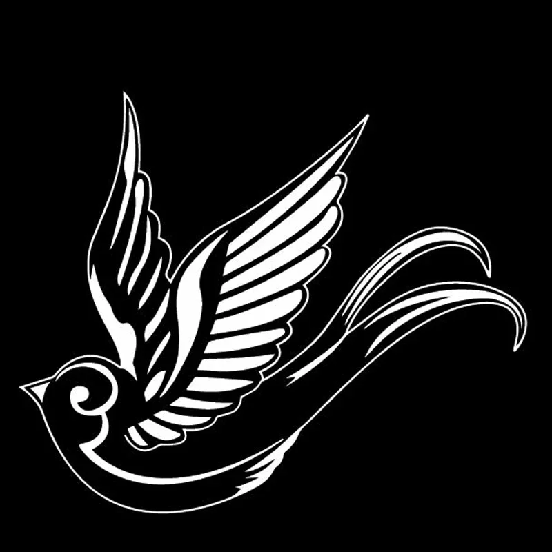 Car Sticker Swallow Creative Decoration Car Sticker Car Trunk Pattern PVC Decals Waterproof Sunscreen Black/white,17cm*14cm