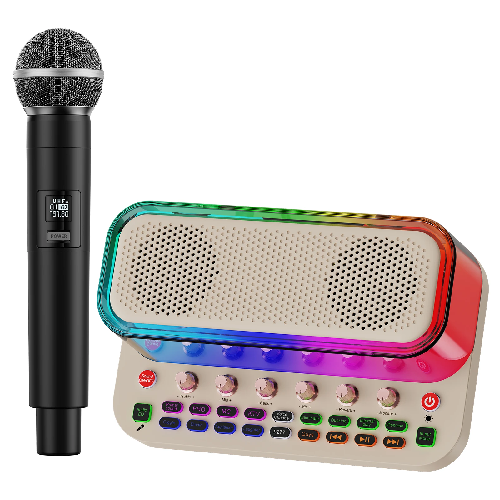 

Караоке-машина с двумя беспроводными микрофонами, портативная караоке-колонка Bluetooth 5.3 с сабвуфером 6,5 дюйма для взрослых, система PA Spe