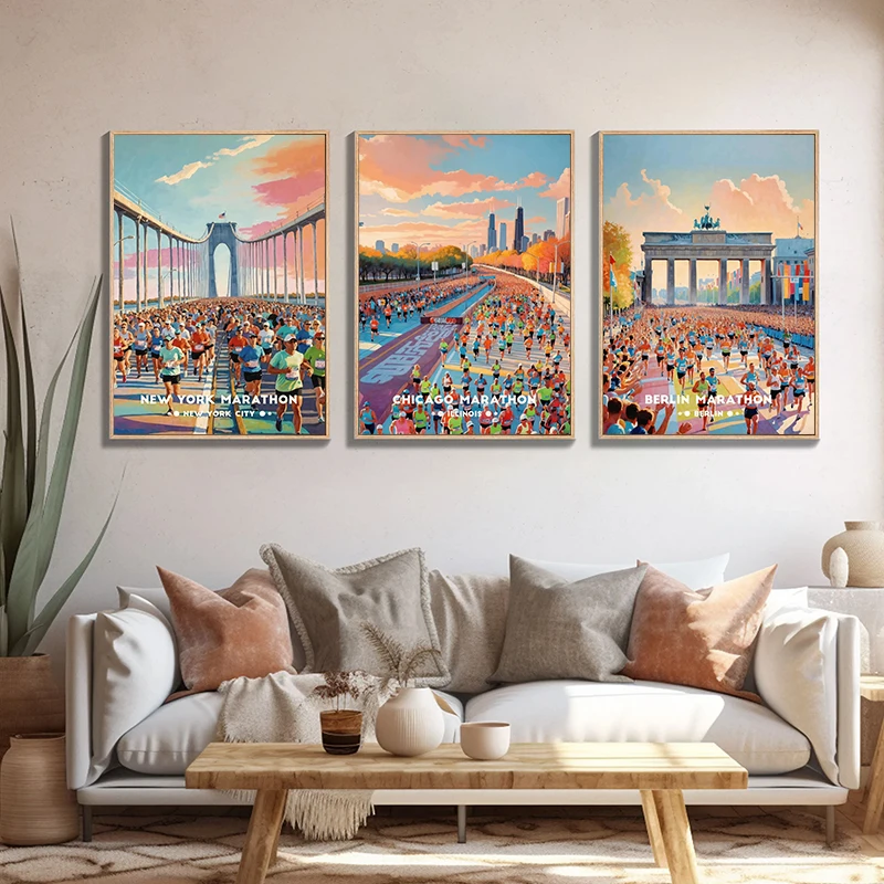 مدينة الرياضة ماراثون سلسلة ملصق طباعة قماش صور المنزل لغرفة المعيشة وغرفة النوم جدار ديكور حديث اللوحة بدون إطار