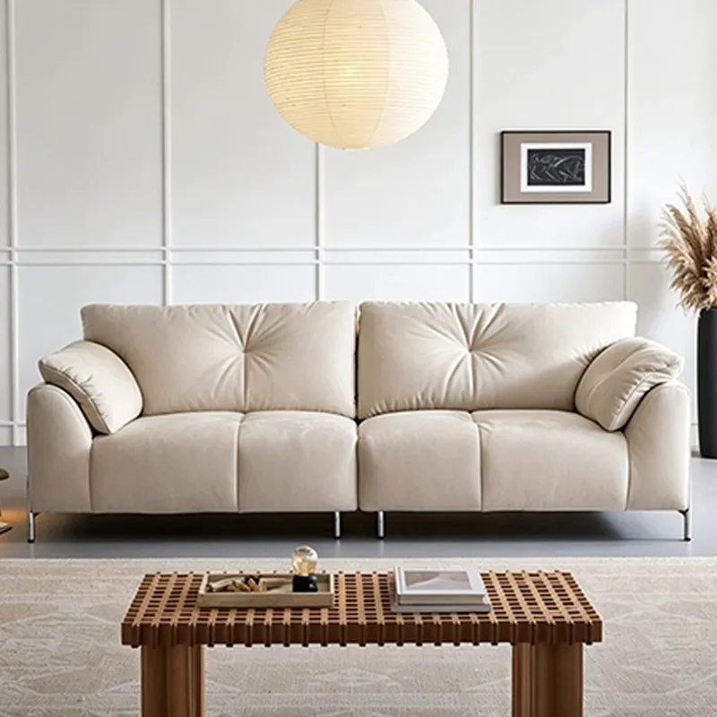 Starry Night Sofa Bauhaus Small Apartment Living Room Straight Row Frosted Fabric Sofa