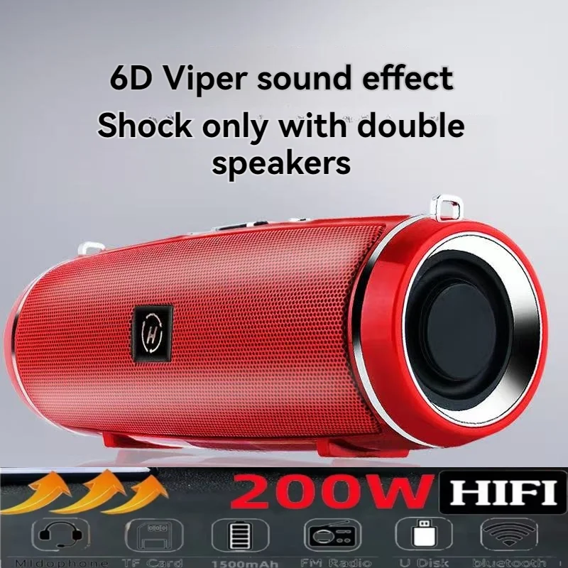 Altavoz Bluetooth portátil mini alta fidelidad 3D sonido envolvente inalámbrico tambor de guerra deportes al aire libre subwoofer tarjeta TF reproductor USB FM