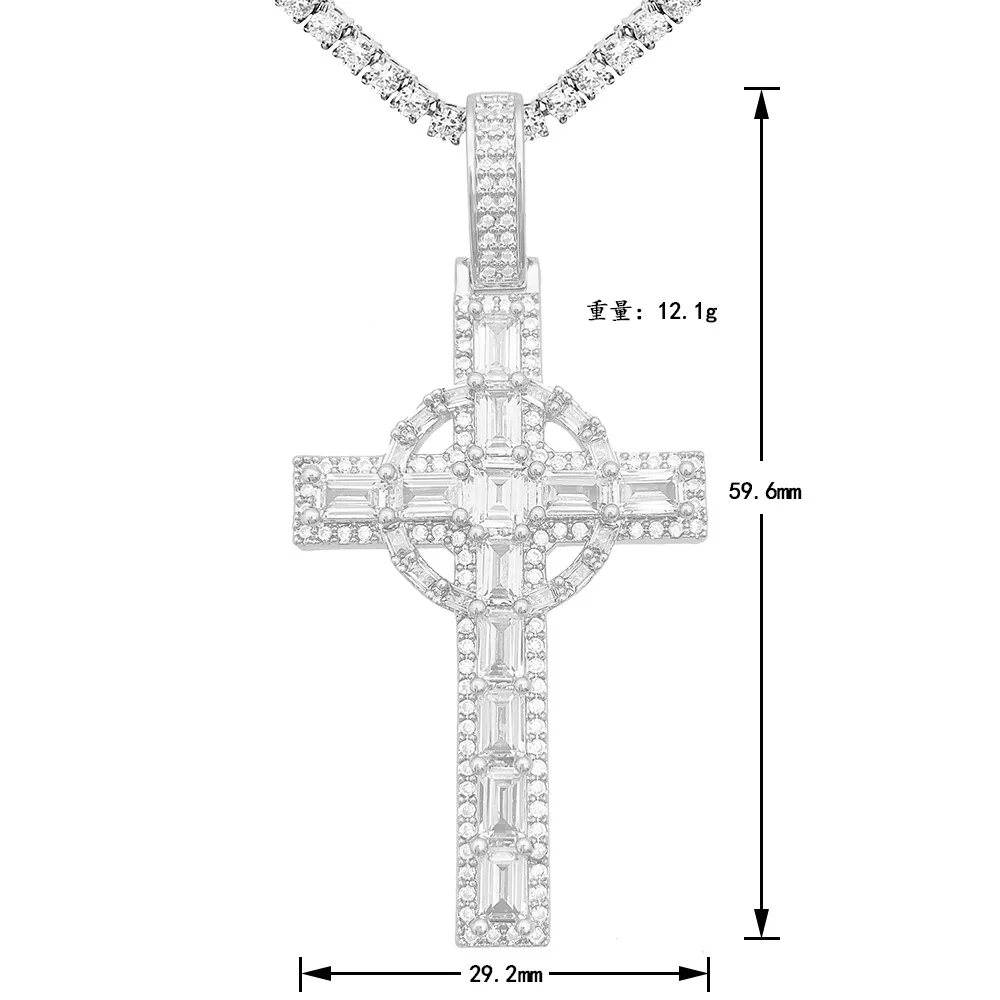 IsRainy Hip Hop Rock 100% 925 Sterling Silver VVS D Color Real GRA Moissanite Full Diamonds Cross Pendant Fine Jewelry Wholesale