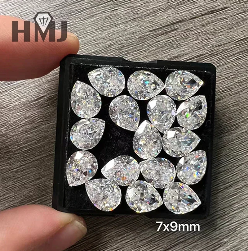 

Loose Moissanite Stone with GRA Top Belgium Cut 3EX Cut VVS1 D Color Crushed ice Pear Cut Gemstones Lab Grown Diamond