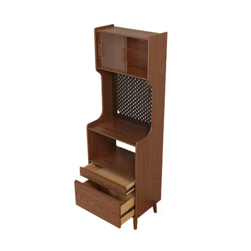 

Solid wood dining side cabinet locker small apartment narrow kitchen wall locker tea cabinet living room light luxury retro