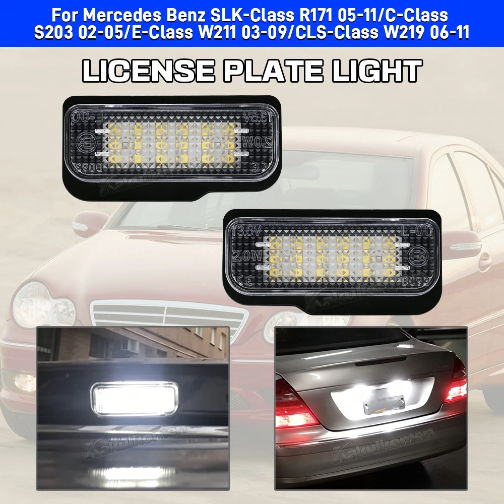 2pcs For Mercedes Benz E-Class W211 S211 C-Class S203 CLS-Class W219 SLK-Class R171 Car Canbus LED License Number Plate Light