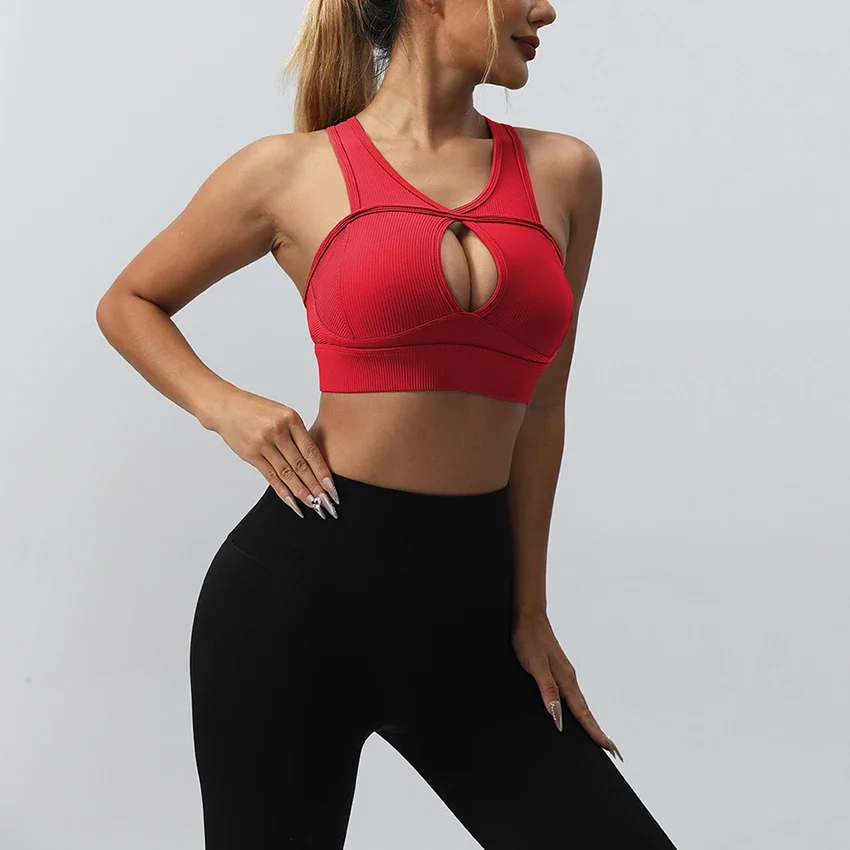 Sports Bra For Fitness Top Women's Workout Running Tank Top Female Backless Shockproof Breathable White Underwear Yoga Bra Women