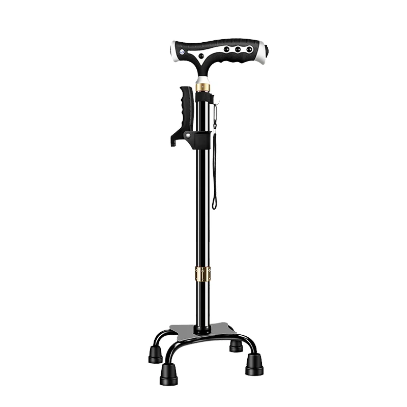 

Aluminum alloy non-slip light crutches four-legged magnetic therapy elderly cane