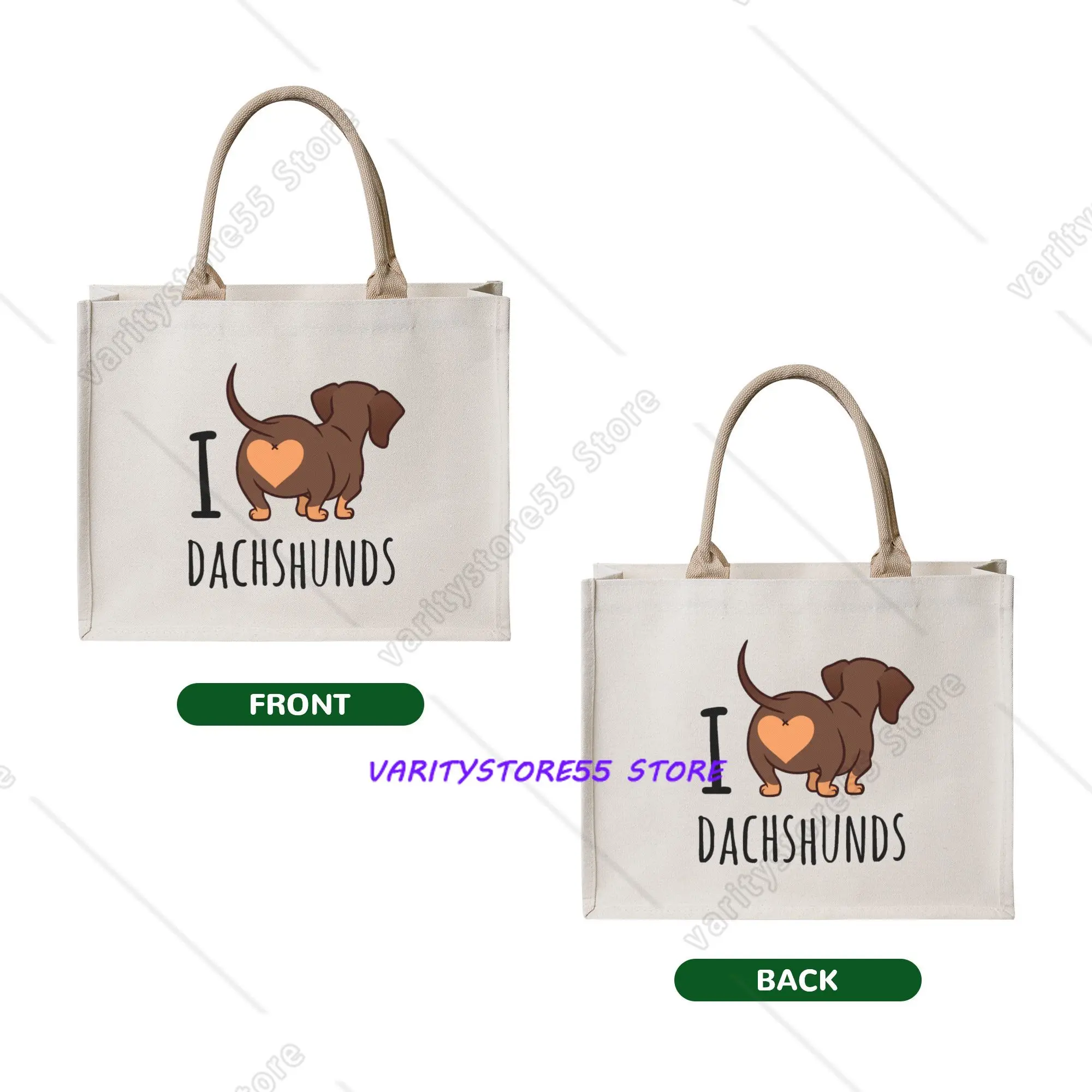 Custom I Love Dachshunds Shopping Bag Women Portable Large Capacity Grocery Badger Wiener Sausage Dog Shopper Tote Bags