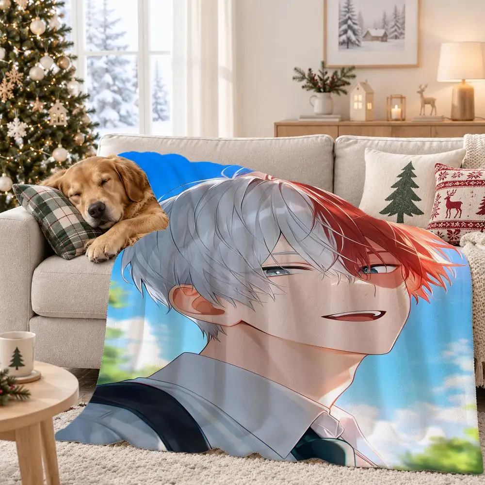 Anime Shoto Todoroki Throw Pet Flannel Blanket Throw Blanket for Living Room Bedroom Bed Sofa Picnic Cover kids