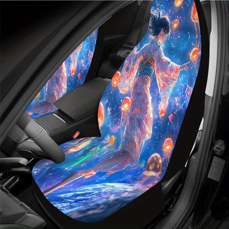 1 Set Dreamy Floral Fantasy Car Seat Cover Universal All-Year, 2pcs/5pcs High-Back Elegant Car Seat Covers Full Set, Universal F